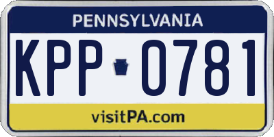 PA license plate KPP0781