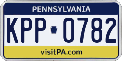PA license plate KPP0782