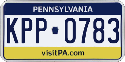 PA license plate KPP0783