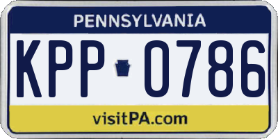 PA license plate KPP0786