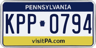 PA license plate KPP0794
