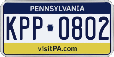 PA license plate KPP0802