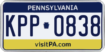 PA license plate KPP0838