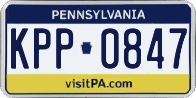 PA license plate KPP0847