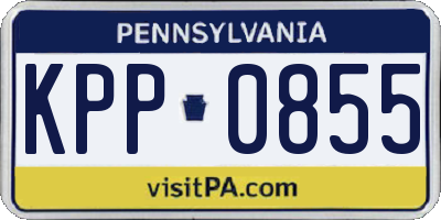 PA license plate KPP0855