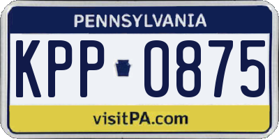 PA license plate KPP0875