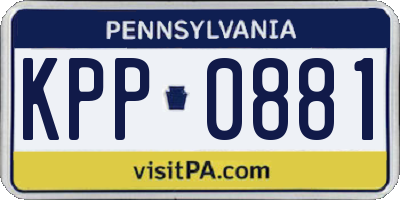 PA license plate KPP0881