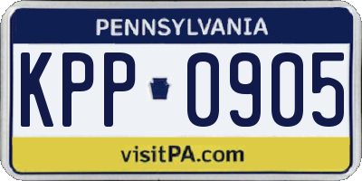 PA license plate KPP0905