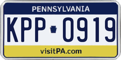 PA license plate KPP0919