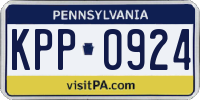 PA license plate KPP0924