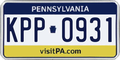 PA license plate KPP0931