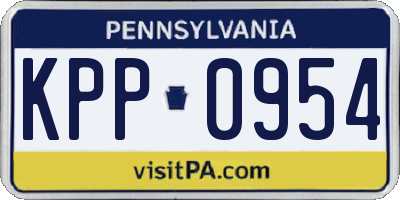 PA license plate KPP0954