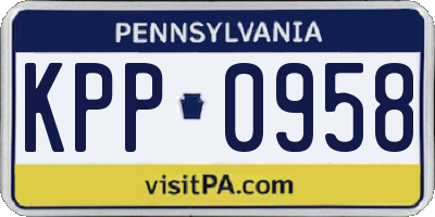 PA license plate KPP0958
