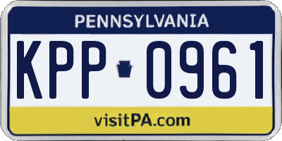 PA license plate KPP0961
