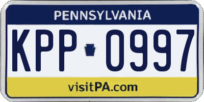 PA license plate KPP0997