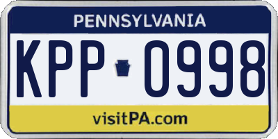 PA license plate KPP0998