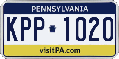 PA license plate KPP1020