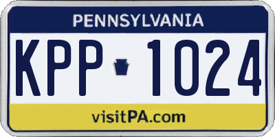 PA license plate KPP1024