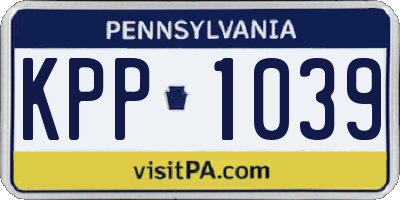 PA license plate KPP1039