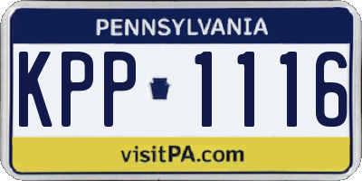 PA license plate KPP1116