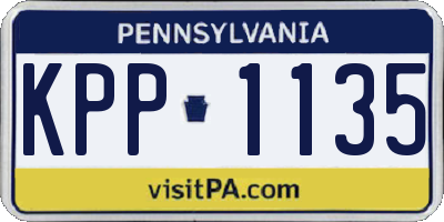 PA license plate KPP1135