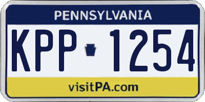 PA license plate KPP1254