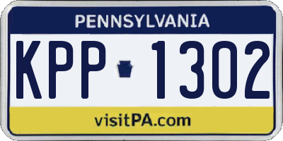 PA license plate KPP1302