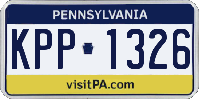 PA license plate KPP1326