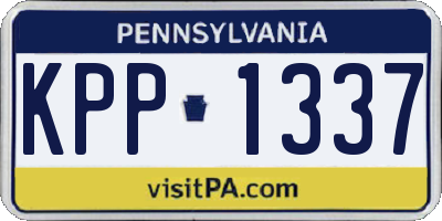 PA license plate KPP1337