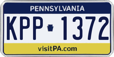 PA license plate KPP1372