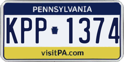 PA license plate KPP1374