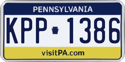 PA license plate KPP1386