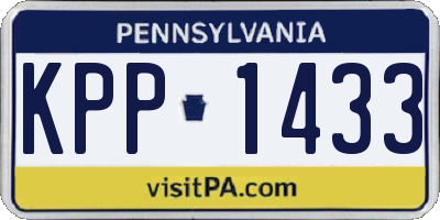 PA license plate KPP1433