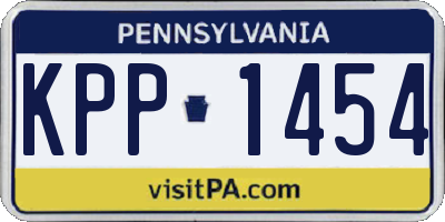 PA license plate KPP1454
