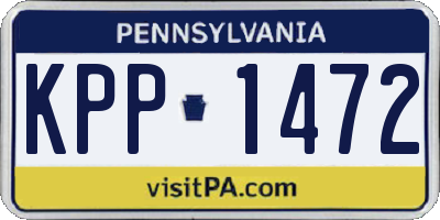 PA license plate KPP1472