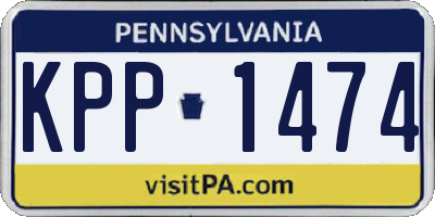 PA license plate KPP1474