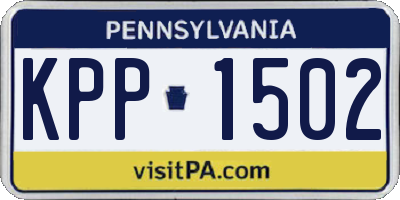 PA license plate KPP1502