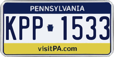 PA license plate KPP1533
