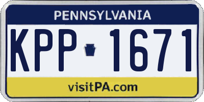PA license plate KPP1671