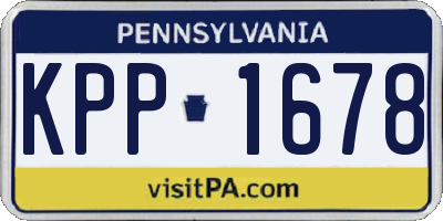 PA license plate KPP1678