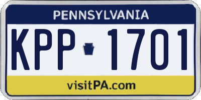 PA license plate KPP1701
