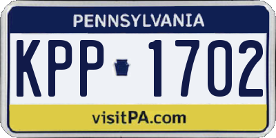 PA license plate KPP1702
