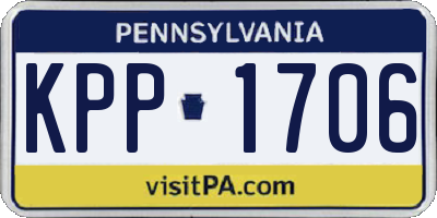 PA license plate KPP1706