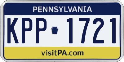 PA license plate KPP1721