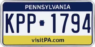 PA license plate KPP1794