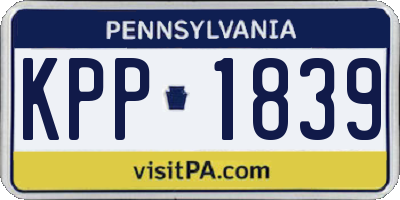 PA license plate KPP1839