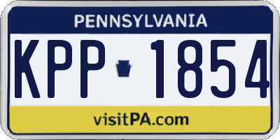 PA license plate KPP1854