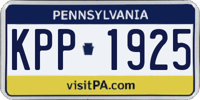 PA license plate KPP1925