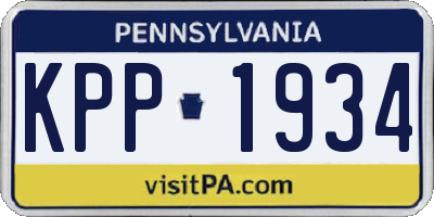 PA license plate KPP1934