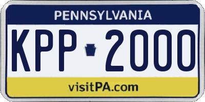 PA license plate KPP2000